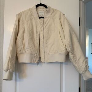 Banana Republic Off-White Cropped Bomber Jacket